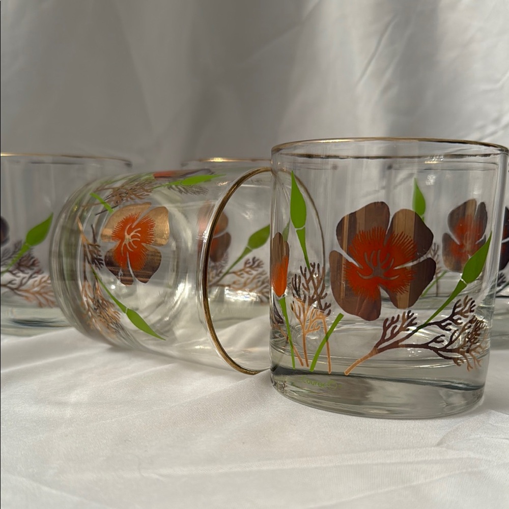 🐿️ Vintage MCM Couroc Weighted Rocks Glasses Set - Poppy - Picture 3 of 6